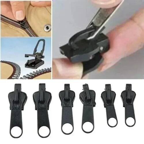 Black 6pcs Instant Zipper Universal Instant Fix Zipper Repai