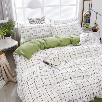Fashion Bedding Set White Green Double Bed Linens Nordic Duv