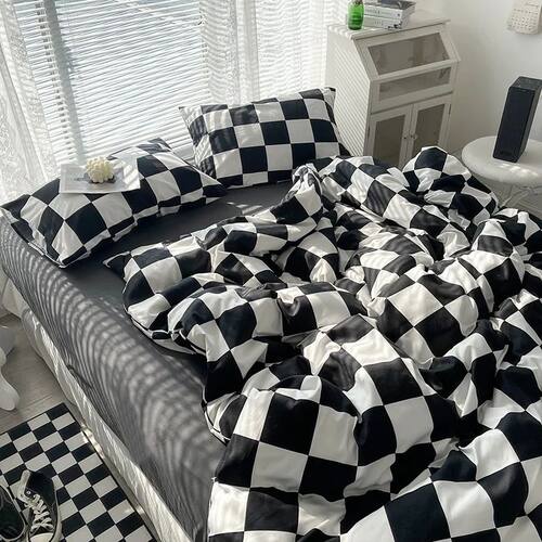 Checkerboard Bedding Comforter Set with Pillowcase bed sheet