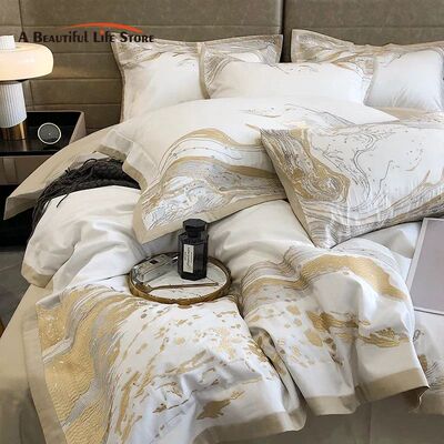 Modern Art Gold Embroidery 100S Egyptian Long-staple Cotton