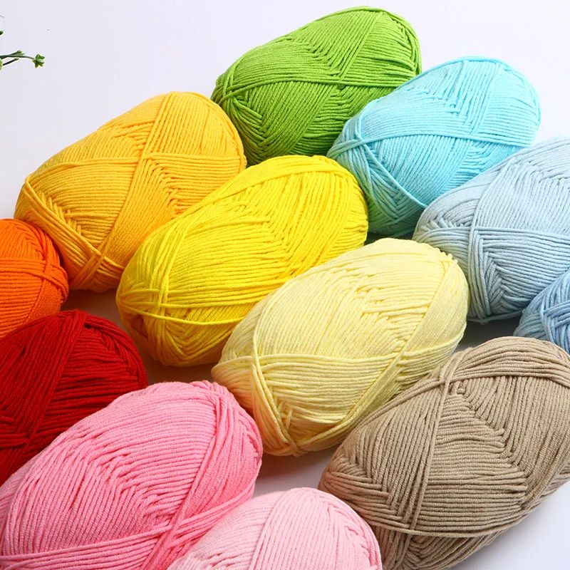 40-50g/Set 4ply Milk Cotton Knitting Yarn Needlework Dyed La