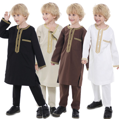 Ready Stock Middle Eastern Teen Boy Embroidered Robe Suit, T