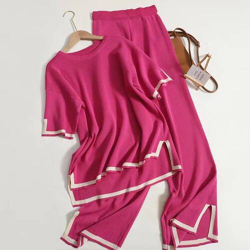 Trouser Suits Sleepwear Female Spring Office Ladies Suit Kni