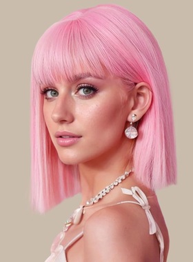 Women's Short Straight Hair Fashionable lorful Cyber Celebra