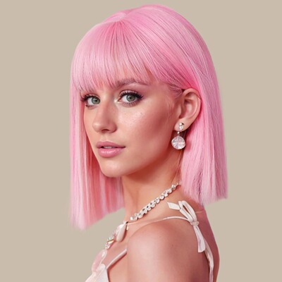 Women's Short Straight Hair Fashionable lorful Cyber Celebra