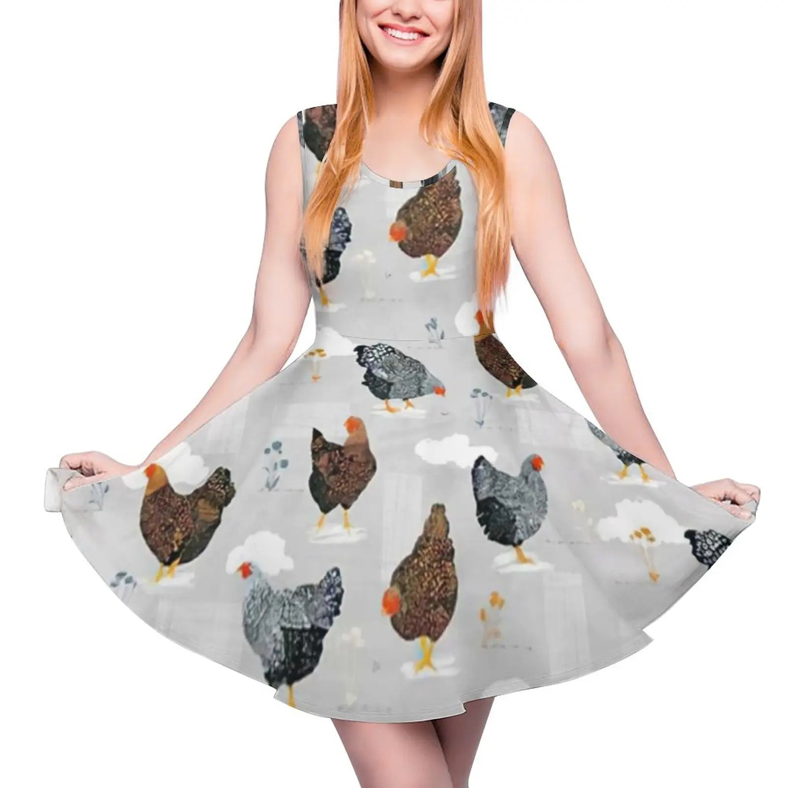 Chicken Art Dress Cute Hen Print Sreet Wear Dresses Women re