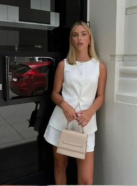 Solid Single Breasted Jacket Shorts Suit Women 2024 Spring S