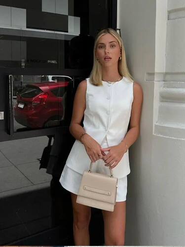 Solid Single Breasted Jacket Shorts Suit Women 2024 Spring S
