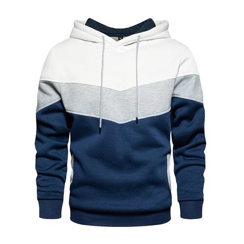Men's Patchwork Hooded Sweatshirt Hoodies Clothing Casual Lo
