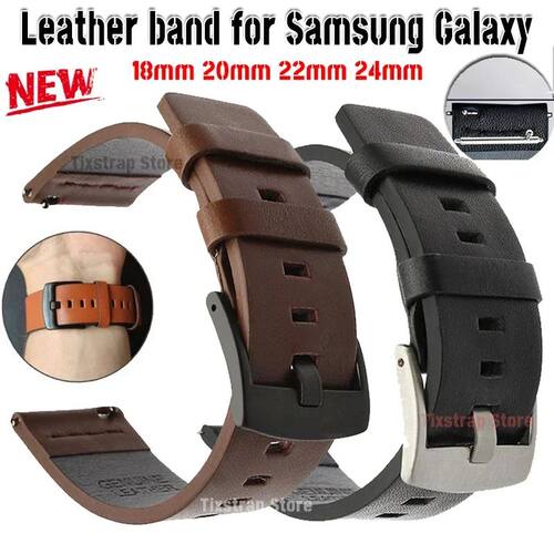22 24mm Leather Watchband for  Galaxy watch watch 3 46mm 42