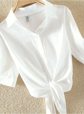 100% Cotton Womens Blouse Shirt White Summer Blouses Shirts