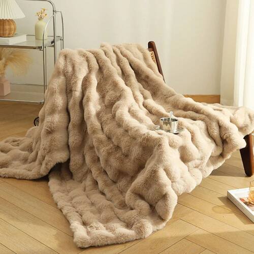 High-grade Faux Rabbit Fur Blanket Autumn Winter Soft Thick