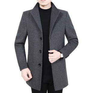 Middle Windbreaker Coats Men Casual Woolen aged Dad