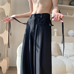 Italian Naples Trousers Men's High Waist Straight Pants Ins