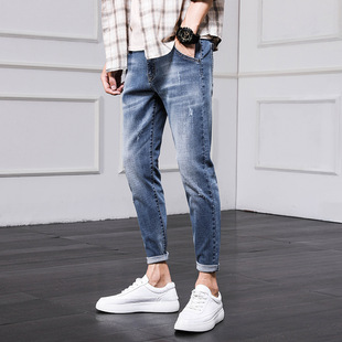 Jeans Slim Brand Men Korean rendy Leggings 2024 Fit