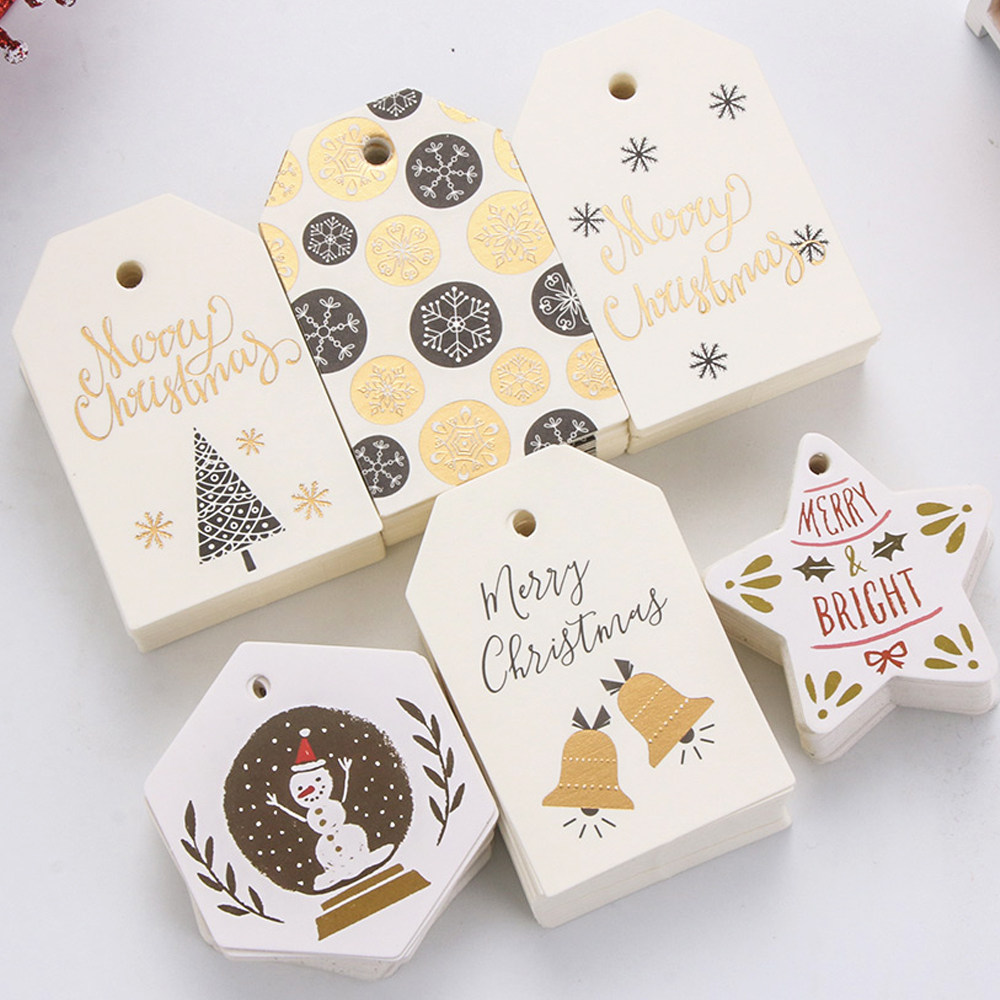50/100pcs merry christmas tags labels gift wrapping paper ha