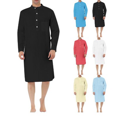 2024 Arabic Style Fashion Simple Pocket Men's Shirt  Robe