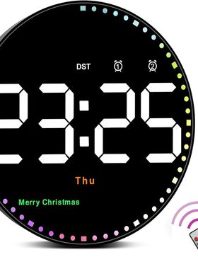 Remote Control LED Wall Clock with Dual Alarms,Calendar and