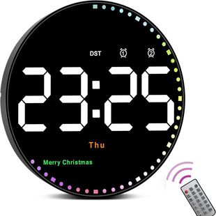 Remote Control LED Wall Clock with Dual Alarms,Calendar and