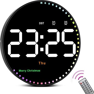 Remote Control LED Wall Clock with Dual Alarms,Calendar and