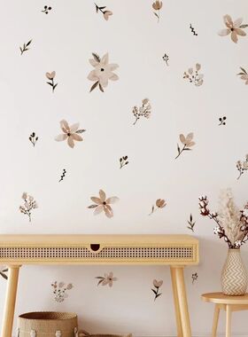 Boho Style Flowers Leaves Watercolor Wall Sticker Nursery Vi