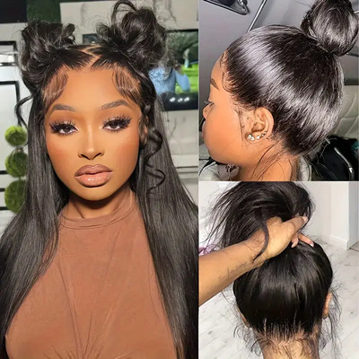 Front Lace  Women's Middle-parted Long Straight Hair Fluffy