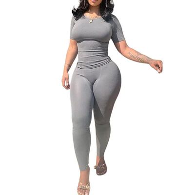 Lounge Wear Ribbed Casual 2 Piece Summer Shorts Set For Wome