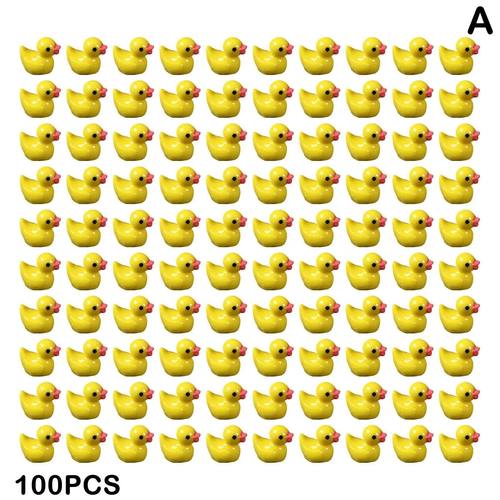 100/50pcs Yellow Duck Ornament Miniature Figures Tiny Duck R
