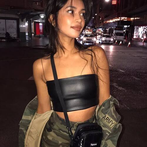 Casual PU Leather Soild Camisole Femme Slash Neck Ladies Sre