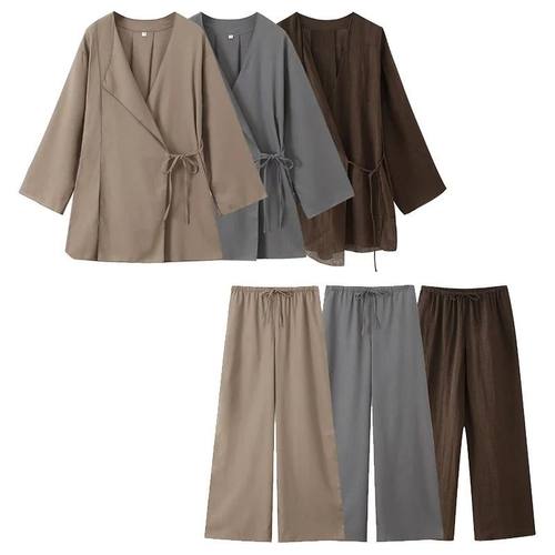 Willshela Women Fashion 2 Piece Set Solid Lace Up Shirts & V