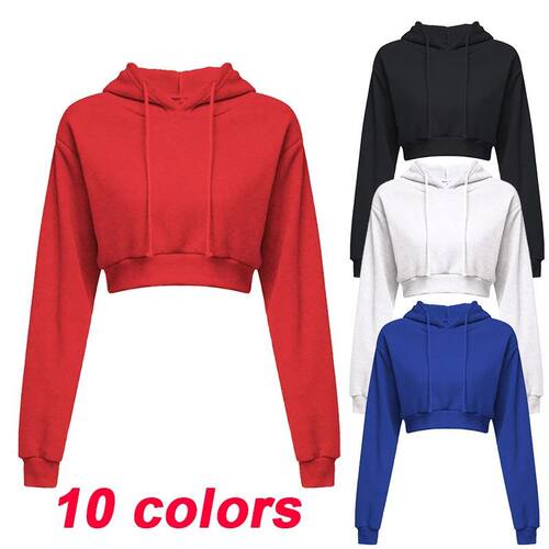 Casual Long Sleeve Sweatshirt Hooded Short Sweatshirt Sexy S