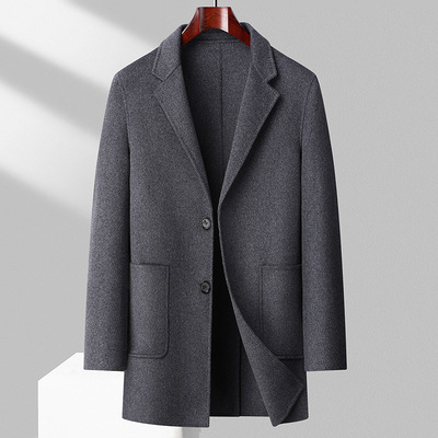 High-end Double-sided Cashmere Coat For Men, Medium-length,