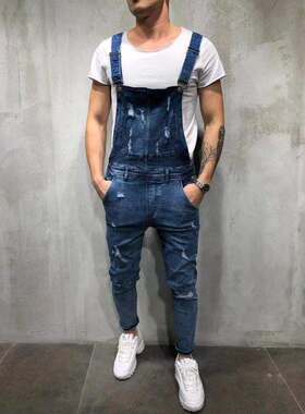 Denim Ripped Men's Trousers In Stock Men's Overalls Factory