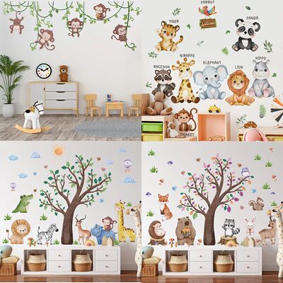 Safari Jungle Woodland Animals Wall Decals Wall Stickers for