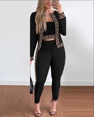 Sets Outifits Women 2024 Spring Autumn 3 Piece Set Plaid Pri