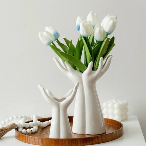 Ceramic Vase Hand Arm Palm Bouquet Flower Arrangement Access