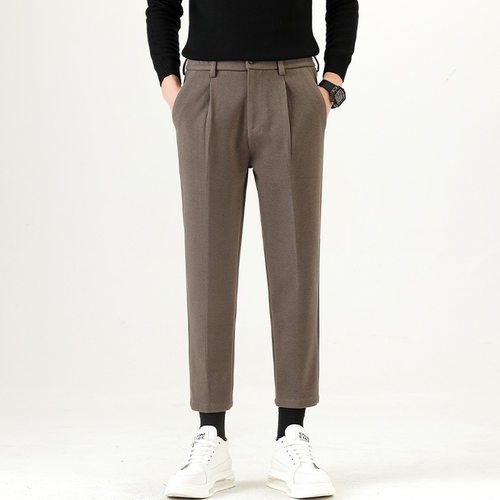 High-end Woolen Trousers Men's Slim Sretch Casual Trousers B