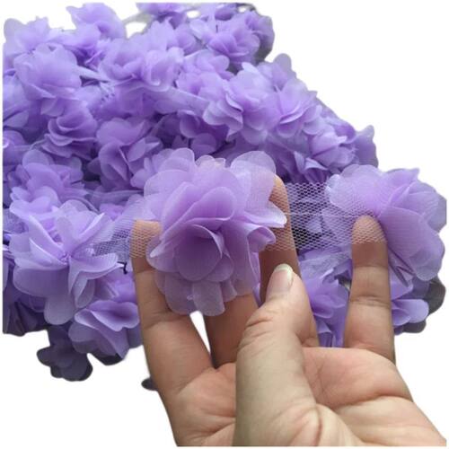24Pcs Flower（2Yard）Applique 3D Chiffon Lace Patch Lace Tri