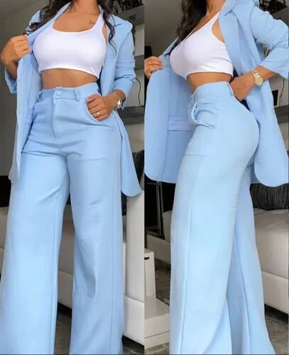Elegant Autumn Women's Blazer and Pants Two Piece Set Female