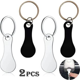 2pcs Cart Shopping Token Trolley Key Keychain Coin Quarter G