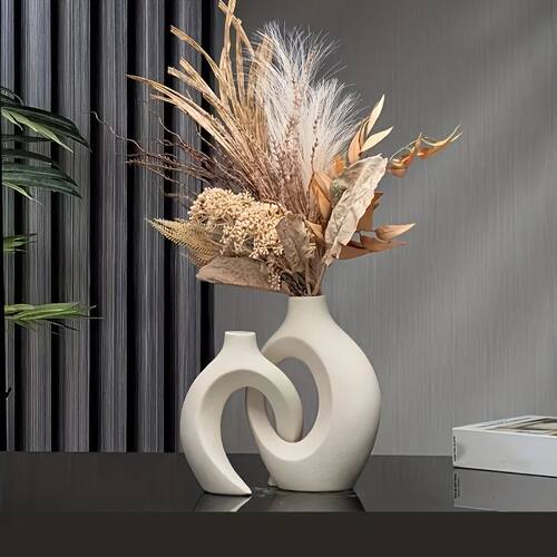 Hollow Nordic Modern Ceramic Vase Set of 2 for Modern Home D