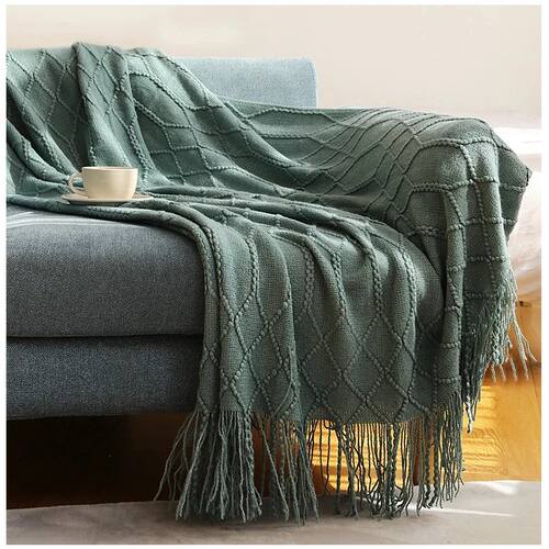 Inya Luxury Knitted Blankets Throw Fringes Warm Soft Weighte