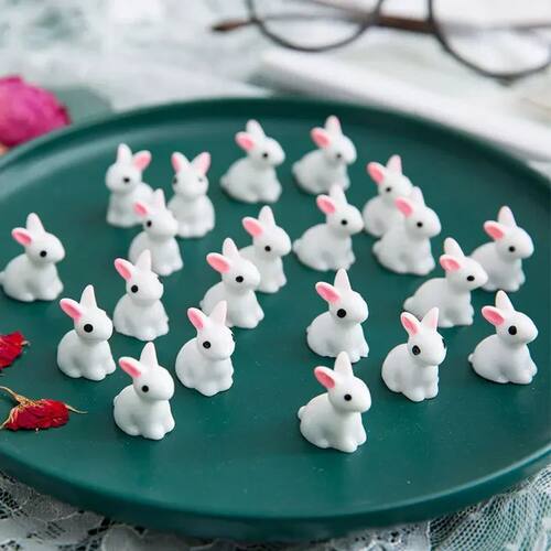 10/20/50PCS Mini Resin Bunnies Miniature Figures 3D Little W