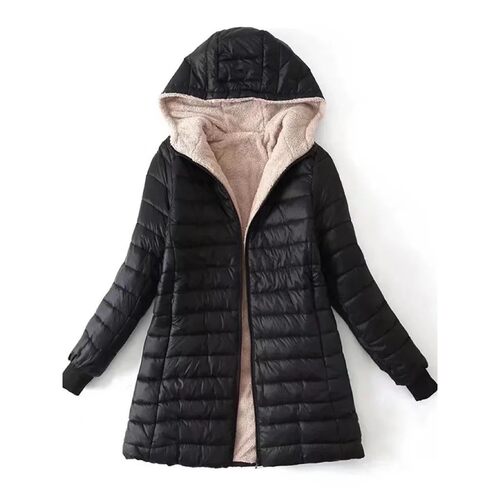 2024 Winter Mid-Length Hooded Cotton Jacket Women Autumn Lig