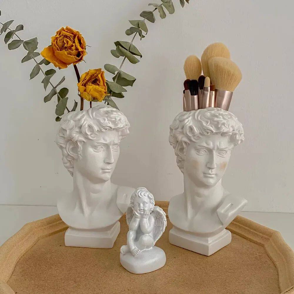 Resin David Vase Face Head Interior Decorative Flowerpot Mod