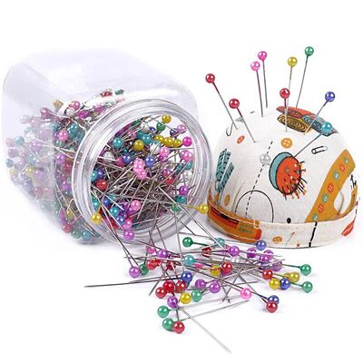 500Pcs Pearl Head Needle Quilting Pins Packed in Fabric vere