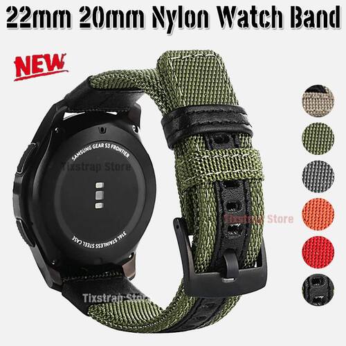 20mm 22mm Nylon  strap For  Galaxy watch 3 4 46mm gear s3 Fr