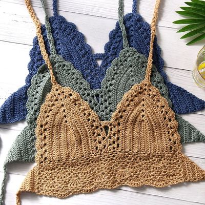 New Sexy Bikini Crop Top Women Crochet Boho Beach Camisoles