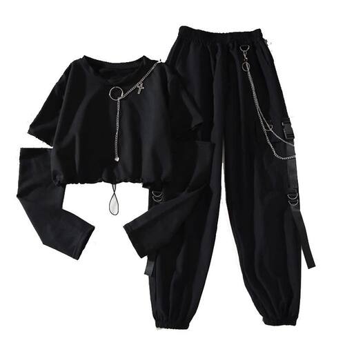 Spring Autumn Women Harajuku Cargo Pants Handsome Cool Two-p