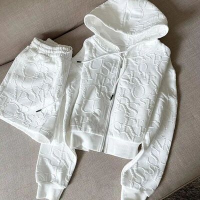 2 Piece Sets Womens Outfits Spring Fashion Skinny Hooded Sho